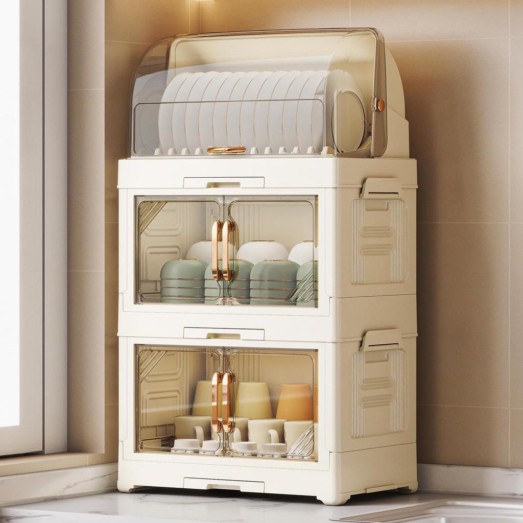 Kitchen Storage Rack for Bowls, Plates, and Chopsticks with Draining Tray