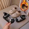 Kids Flat Shoes Toes Capped Trendy Children Casual Shoes Non-slip Hookloop 2024 Winter New Fashion Baby Walking Shoes Warm Suede