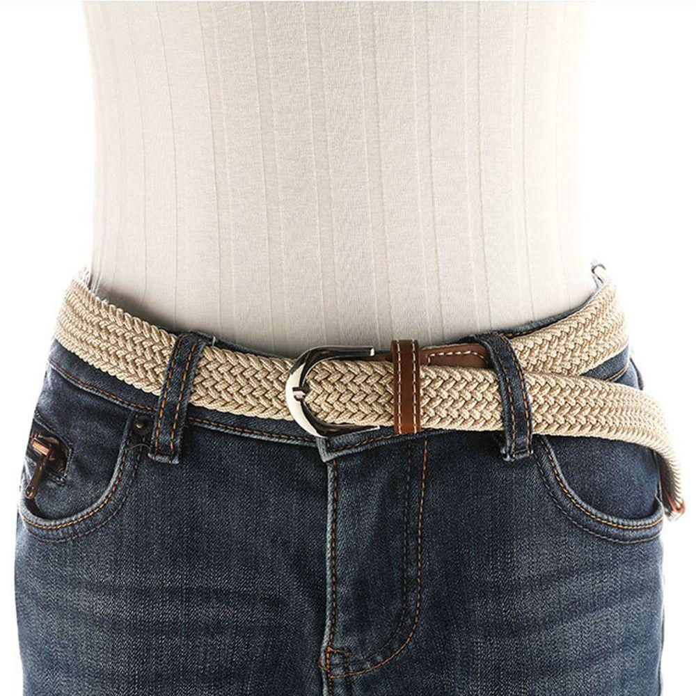 Canvas Elastic Waistband Knitted Thin Stretch Waist Belts Casual Woven Belt  Jeans