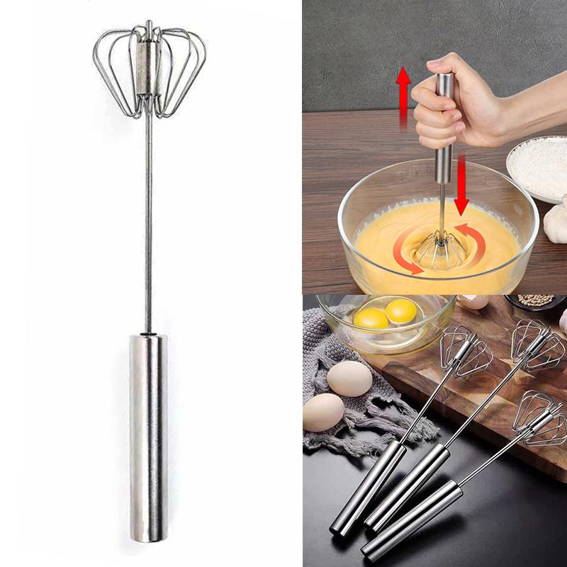 Stainless Steel Semi-automatic Egg Beater Cream Mixer Manual Rotary Egg Beater Egg Beater Handle Manual Mixer