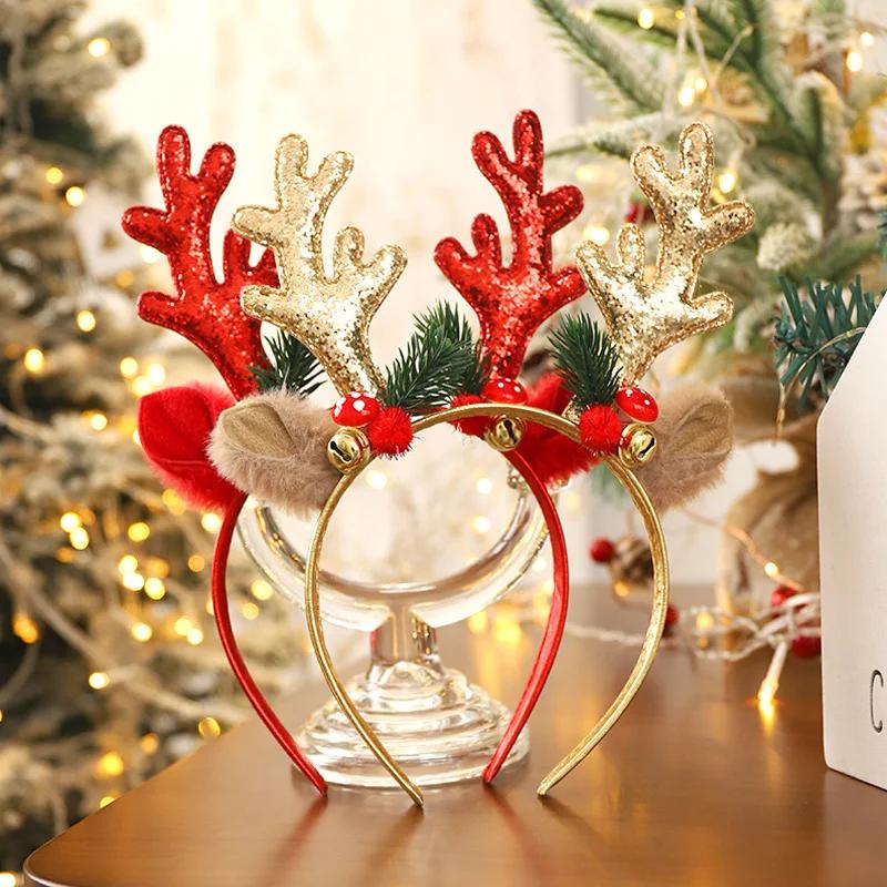 Christmas Headbands Gift Xmas Hair Accessories Cute Headband Cosplay Girls Reindeer Antlers Hairband Merry Christmas Decorations