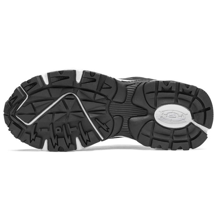 Skechers Stamina Mesh Synthetic Leather Comfortable Thick Sole Casual Low Top Dad Shoes Men Sneaker White Black 666028-BLK