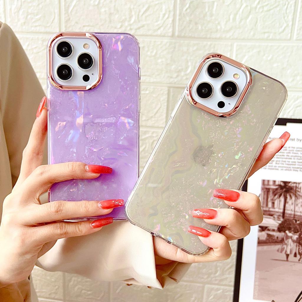 IPhone16 Electroplated Glitter Shell Pattern, Suitable for IPhone 15promax Phone Case 14 Anti-drop Full Cover 16E