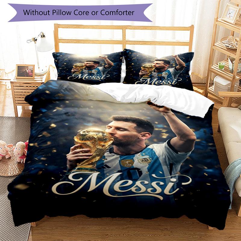 Messi World Cup Champion Personalized Name Bedding Set,Premium Bed Linen for Bedroom Home Decoration,Perfect Collectible Gift for Messi Fans,Easy Care