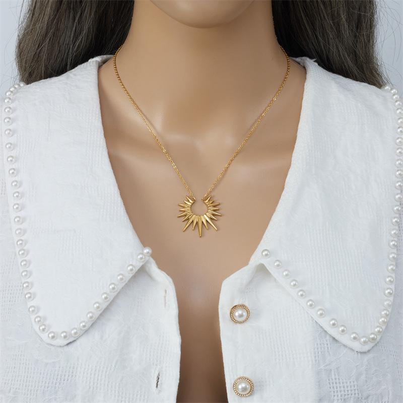 Stylish Sunflower Necklace & Earring Set - Stainless Steel & Titanium