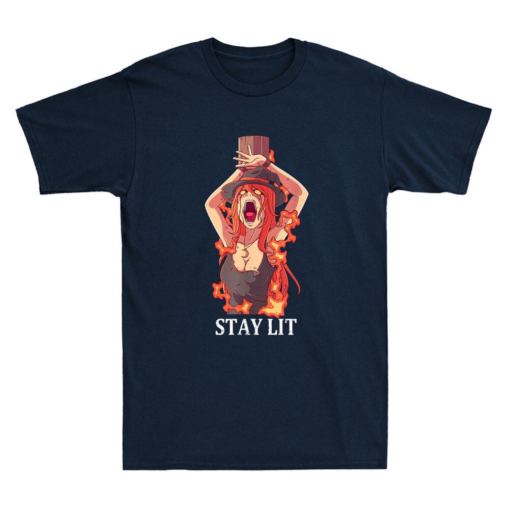 Occult Stay Lit Funny Devil Hell Unholy Antichrst Witch Graphic Unisexs Tshirt
