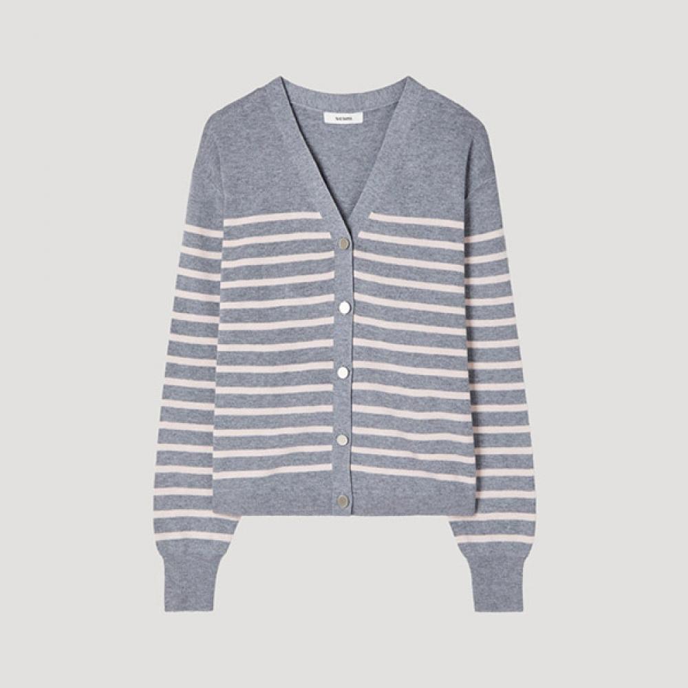 

She S miSS Striped V Neck Cardigan SSkcdp11060 Mg MELANGE GRAY/66
