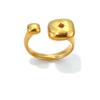 18K Gold Plated Stainless Steel Open Adjustable Ring Square Cushion Colored Cubic Zirconia Fashion Jewelry for Women