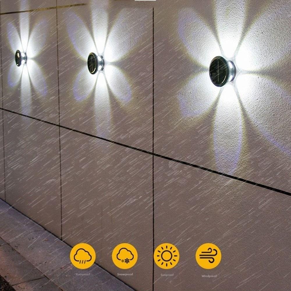 LED Licht Solar Wandleuchte Solarbetrieben Garten Zaunleuchte Außenwandleuchte Zuhause Hof