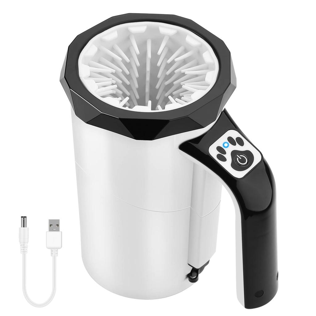 PWEZON Automatic Dog Paw USB Charging Dog Paw Washer Cup with Soft Silicone High for Large Dogs and Cats Cleaner, Brush, 2-in-1 7.4V Power,