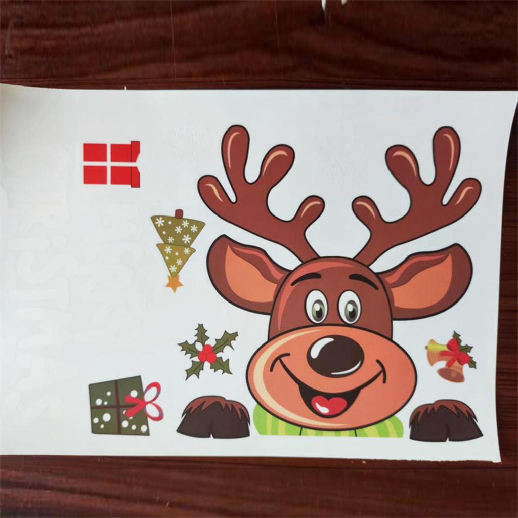 Cute Cartoon Santa Claus Elk Snowflake Window Stickers Static Decal Merry Christmas Party Scene Decor Supplies