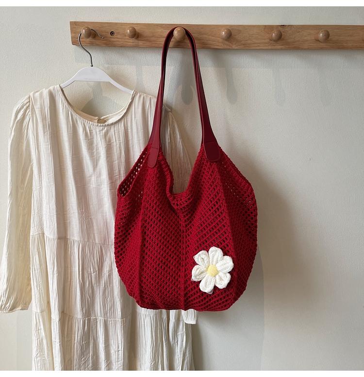 Látkové tašky přes rameno s velkou kapacitou Letní nové děrované dámské tašky Výprodej 2026 Nové plážové prázdninové květinové dámské kabelky