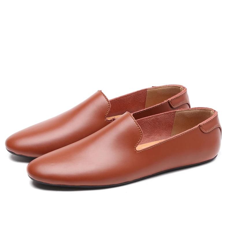 Fashion Men Loafers Casual Shoes Men Leather Shoes Lightweight Breathable Fashion Flat Footwear Comfy Leisure Walk Moccasins Boat Shoes