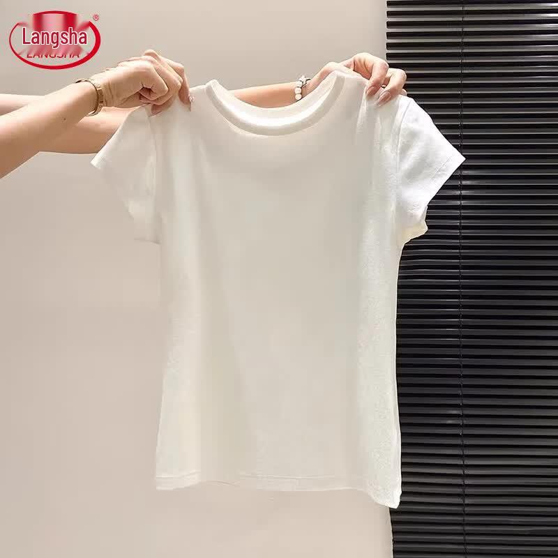 Langsha Women s Round Neck Short Sleeve T-shirt XL