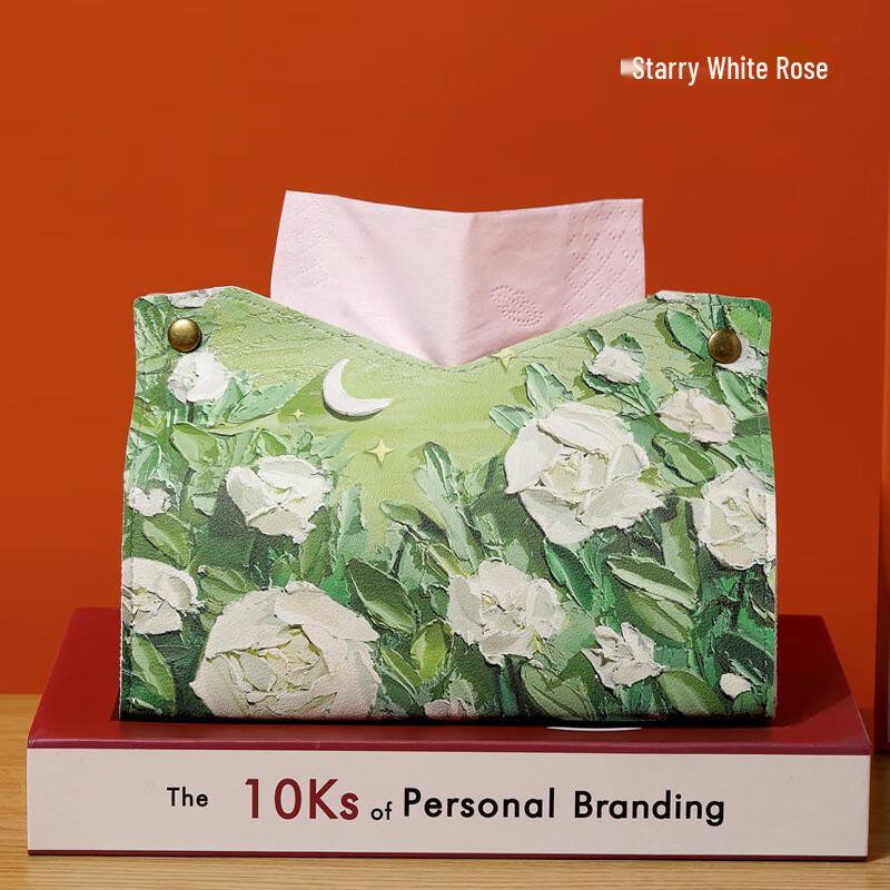 Light Luxury Oil Painting Leather Tissue Box