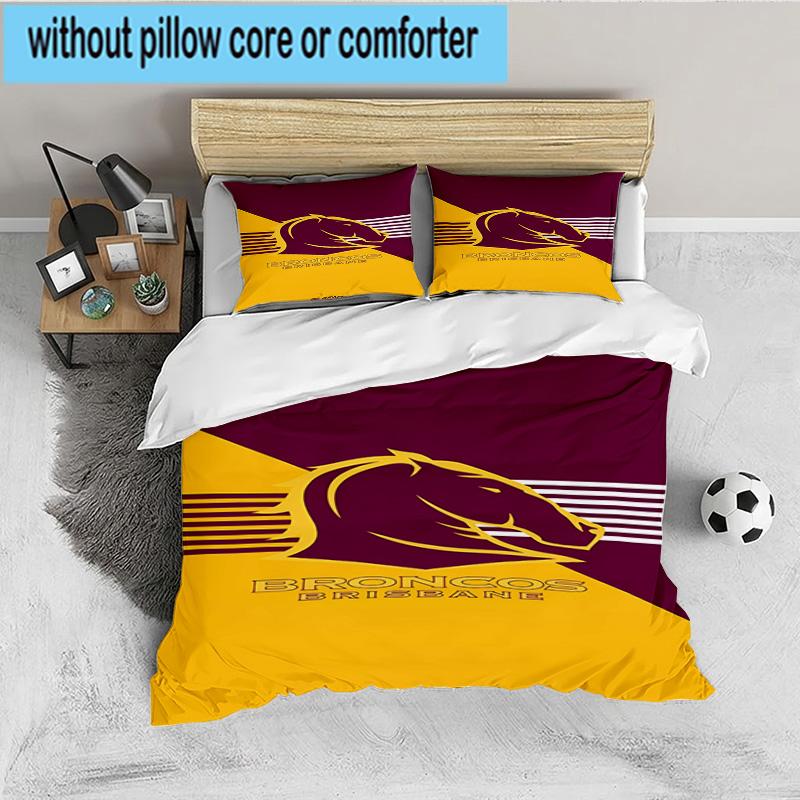 Brisbane Broncos 3PCS Bedding set,Ideal for 1pc Duvet Cover And 2pcs Pillowcases Perfect for Fan gift,Ideal for Bedroom, Dormitory