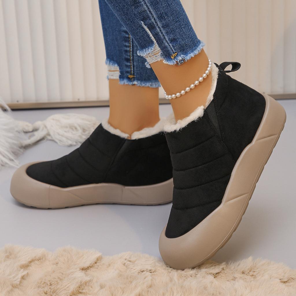 Women Ankle Boots Plush Rubber Thick Sole Winter Boots Outdoor Non-Slip Comfort Warm Walking Cotton Shoes Fashion Snow Boots