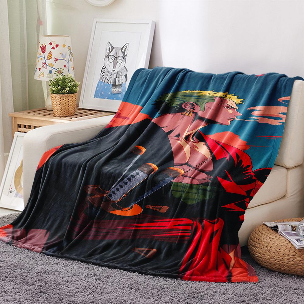 1PC Roronoa Zoro Patterned Flannel Blanket Suitable For All Seasons For Home Decor Warmth And Comfort Gifts Holiday Present