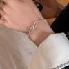 PANJBJ 925 Sterling Silver Geometry Bracelet for Women Hollow Out Minimalism Versatile Chain Hip Hop Jewelry Gift Dropshipping