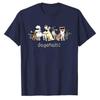 Unisex Dogaholic Cool Sunglasses Multi Breed Cartoon Dogs Horizontal Row Graphic Tshirt Crew Neck Short Sleeve Casual Tee Gift