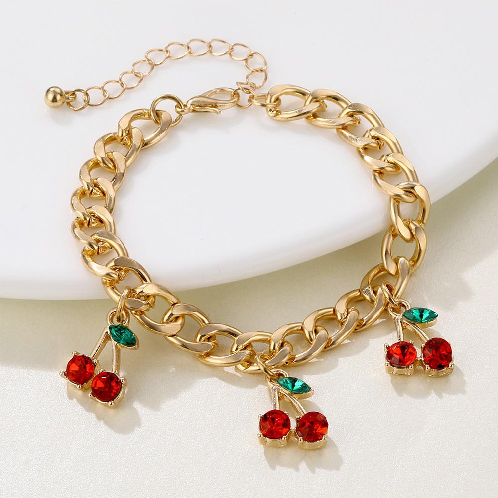 Design Cherry Elegant Pendant Necklace And Bracelet Set With Modern Alluring Alloy Finish