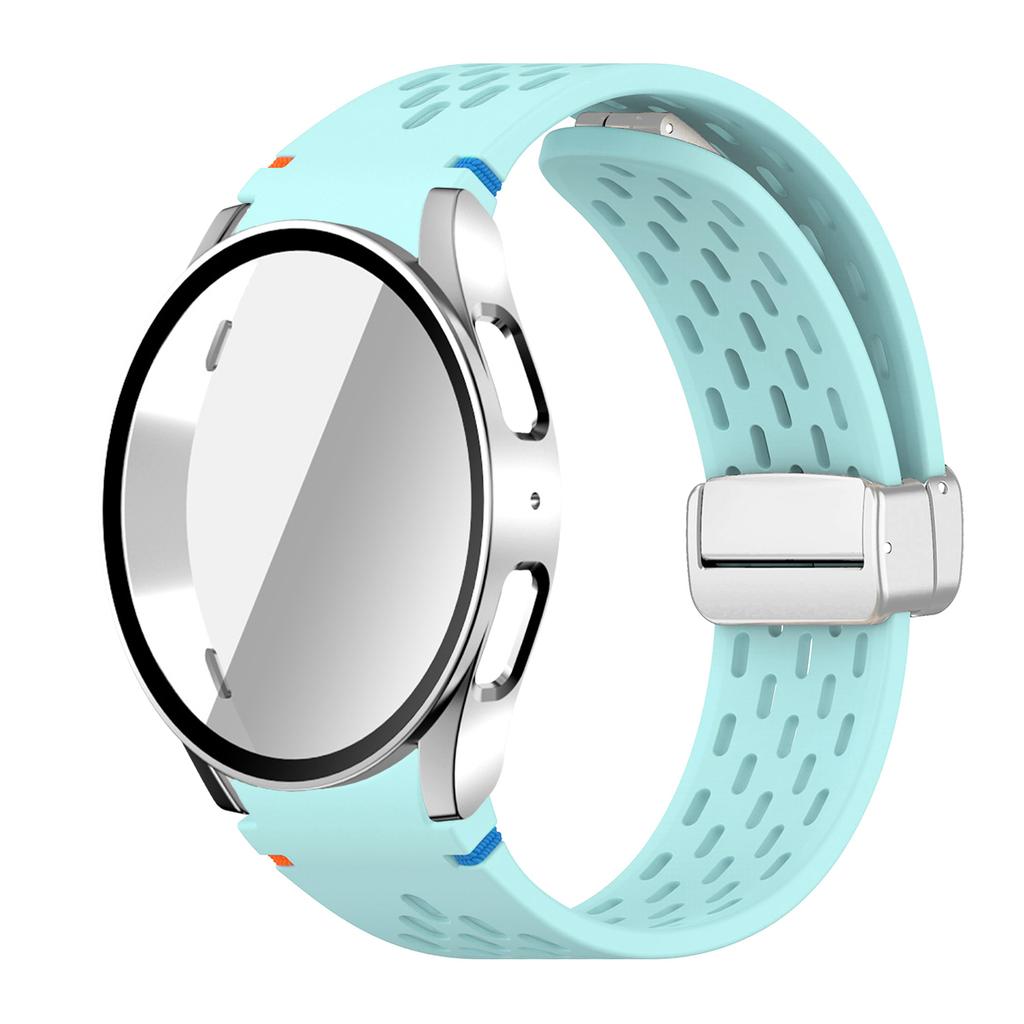 Case+Strap for Samsung Galaxy Watch 7 6 5 4 40/44mm Silicone Magnetic Band Tempered Glass Screen Film PC Protector Cover Bumper
