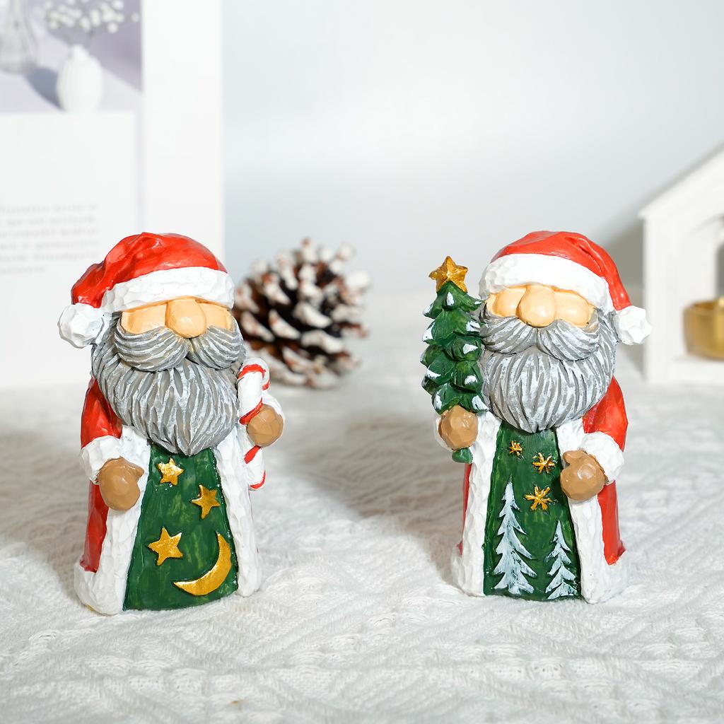 1 Piece Santa Claus Resin Sculpture Ornament - Holiday-Themed Home Decoration