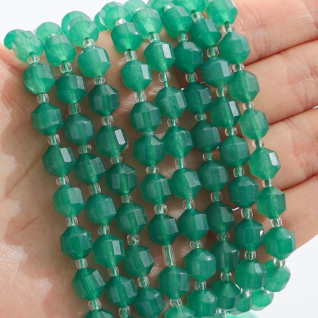 Faceted Natural Stone Spacer Beads, 8/10mm 15” Strand Loose Beads for DIY Jewelry