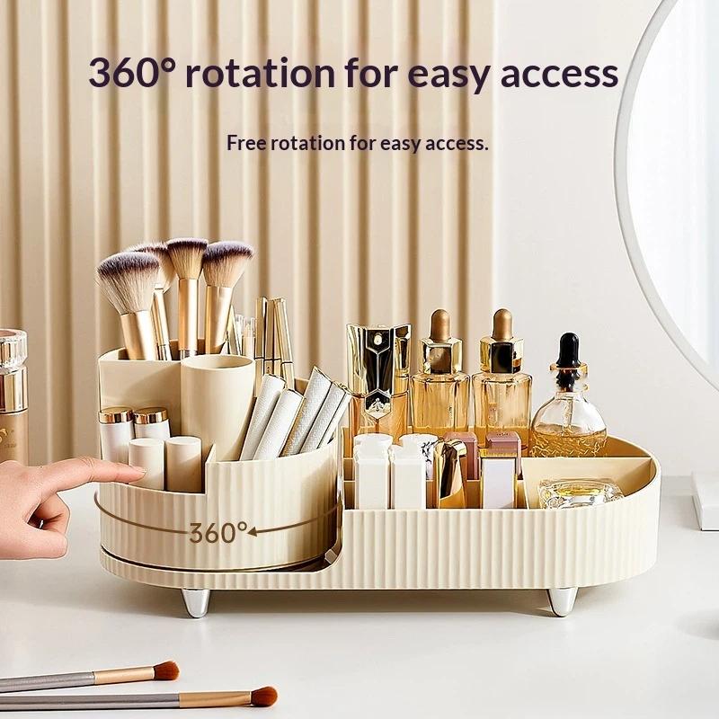 Cosmetic Storage Rack Desktop Makeup Organizer Makeup Brush Holder With Rotating Base For Makeup Brush Lipstick Storage Case