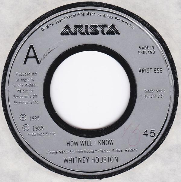 7-дюймовая пластинка WHITNEY HOUSTON How Will I Know ARIST656 Arista 1986 UK SoulFunk Б/у