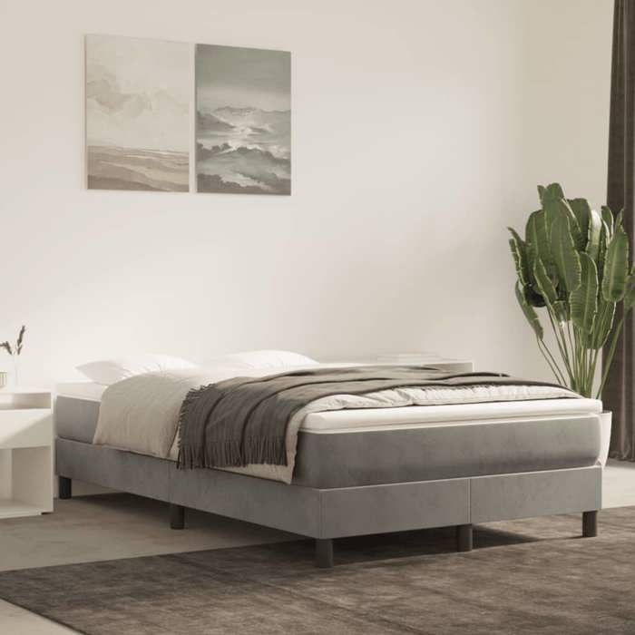 Cadre de lit avec matelas - Maison Exclusive - 120x190cm - Velours gris clair - 2 places