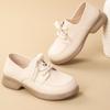 Loafers Women's Spring and Autumn New Soft-soled Middle-aged Mother Pumps Flat-soled Lace-up Work Casual Leather Shoes Women