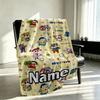 Custom Name Personalized Crayon Shin Print Blanket, Home Decor, Bedroom, Sofa, Camping, Couch, Gifts for Birthday Christmas