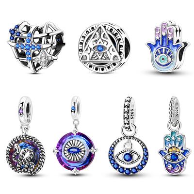 100% Copper Sparkling Evil Eyes Palms Charms Pendants Fitoriginal Bracelets Diy Fine Protect Jewelry For Woman