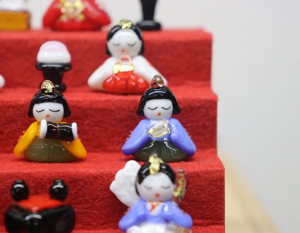 Glass Square Cute Glass Hina Doll Five Musicians Singing Small
