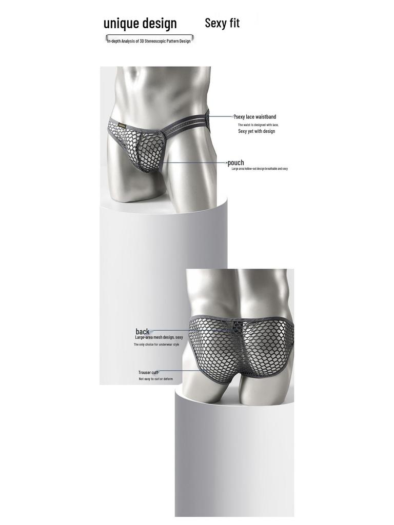 Men's Large Mesh Triangle Briefs - Quick-Drying, Comfortable, European-American Style