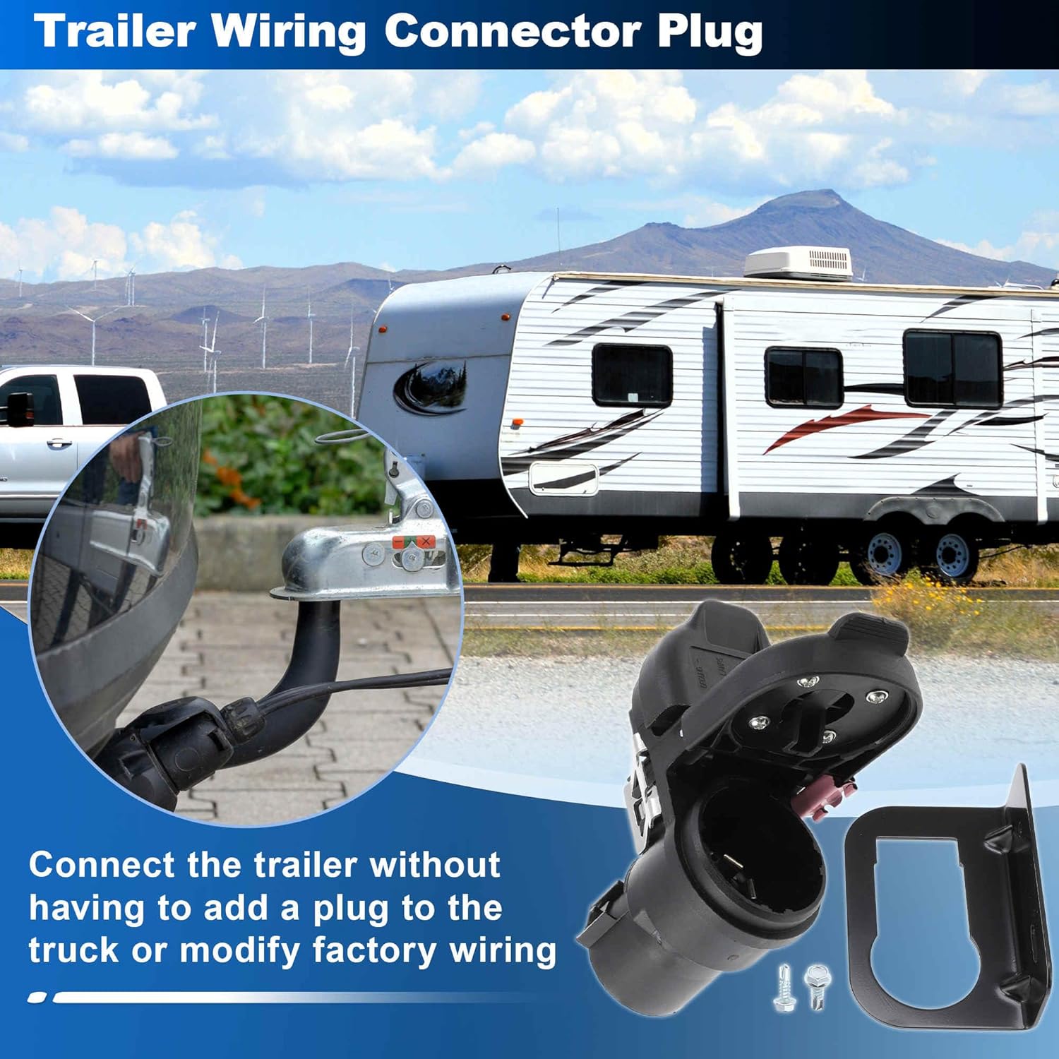 7 Way Trailer Wiring Connector Plug for Dodge for Ram 1500 2500 3500 for Jeep Gladiator Trailer Harness Adapter Converter 56055632AC/68014986AB