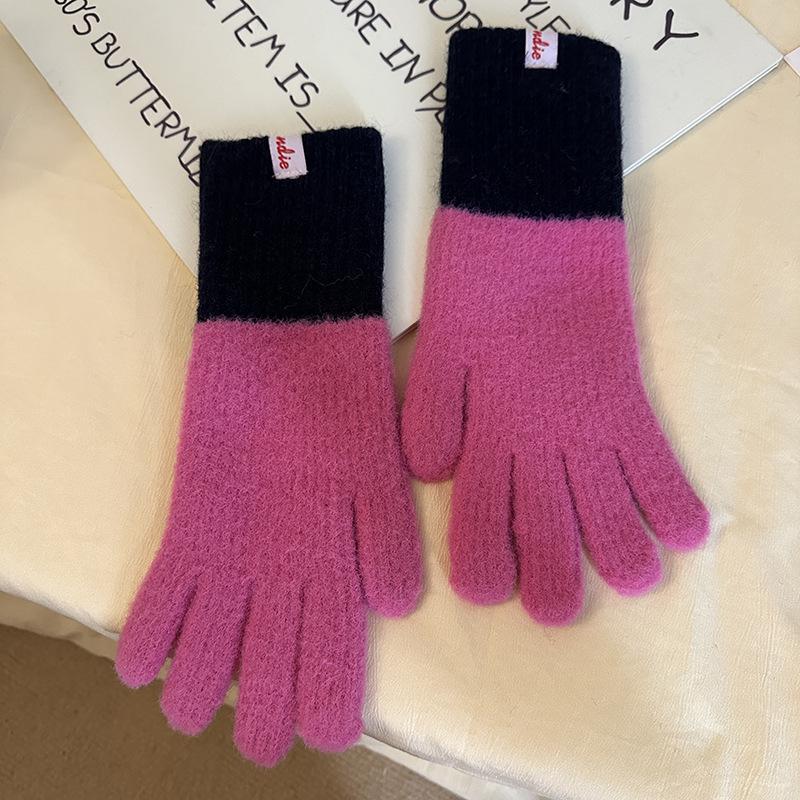 Luochi Knitting Dopamine Color Woolen Gloves: Women's Winter Knitted Touchscreen Cycling Gloves for Cold Protection