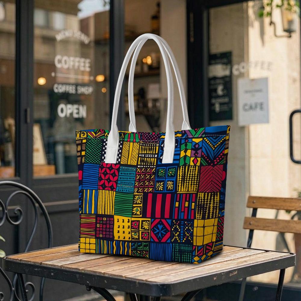 Ethnic Pattern Tote Bag Fashion Casual Portable Large Capacity Daily Use Shoulder Bag