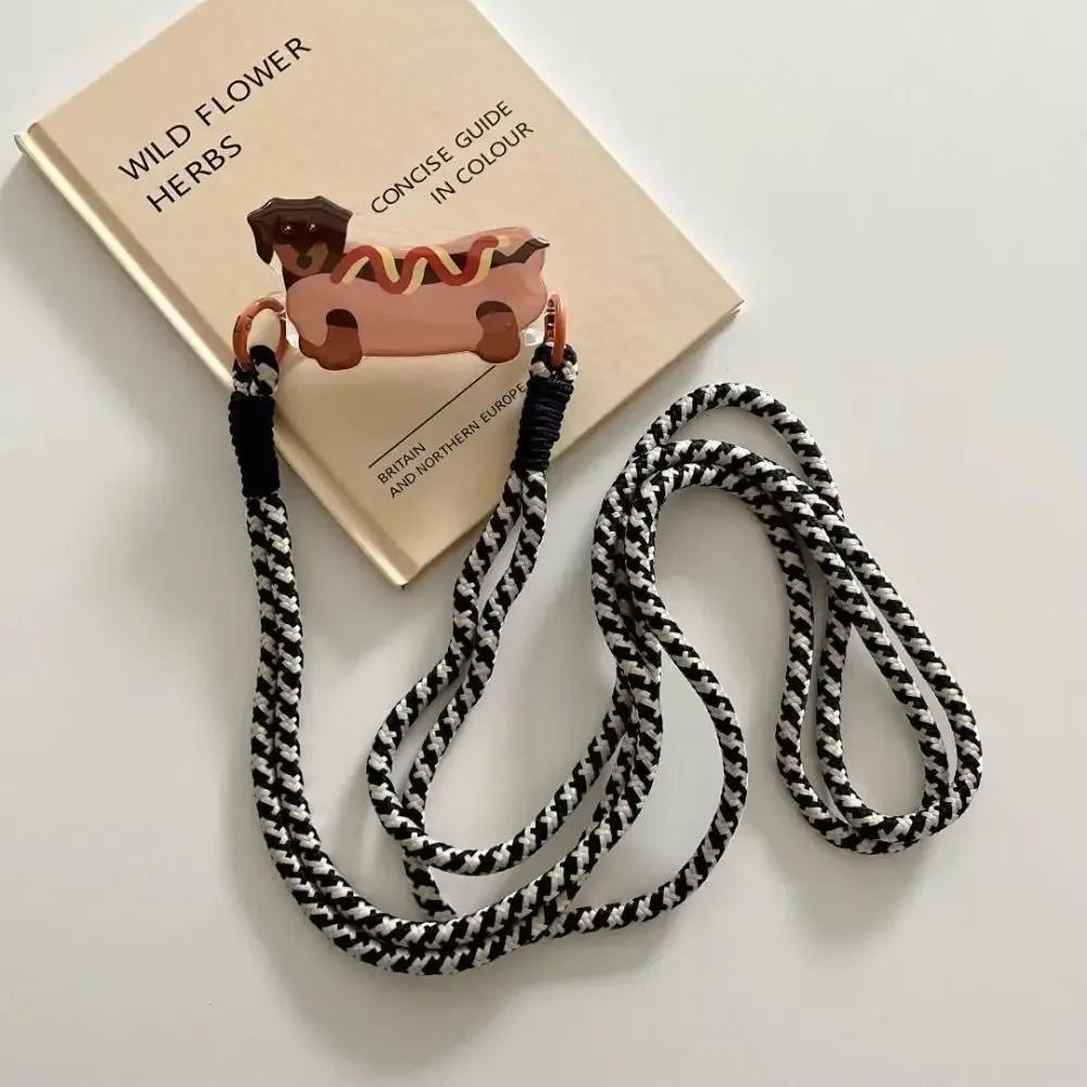Cartoon Dog Rabbit Phone Crossbody Chain Stand Back Clip Holder Detachable Neck Strap Hanging Rope Adjustable