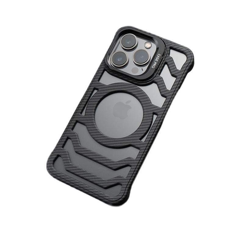 Suitable for Apple 15promax Phone Case, Carbon Fiber Texture Magnetic Attraction, IPhone14 Borderless, 13 Stand, 12 Drop Resistance
