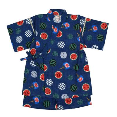 Jinbei Top and Bottom Made In Watermelon Navy Boys' Set, 100% Cotton, Japan, Pattern,