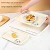 Cream Style Little Bear Rectangular Tea Tray for Cups, Snacks, and Fruits