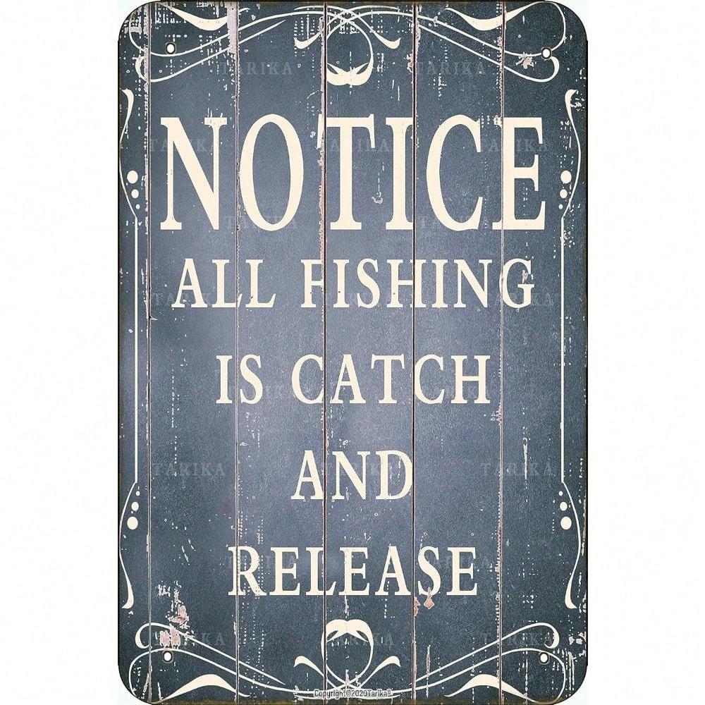 

Fishing Catch and Release Metal Sign Vintage Angler Home Decor Wall Art 20x30cm білий