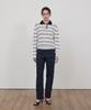 STEP AROUND Stripe Collar Linen Knit_Navy