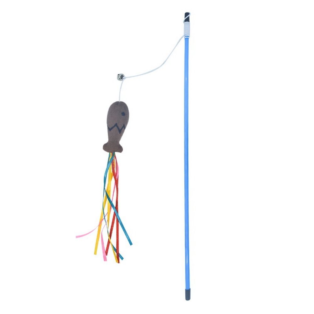 

Colorful Mint Fish Tassel Toy Plush Cats Crazy Toy Fish Cat Teaser Stick Relieve Boredom кофейный