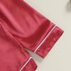 Kids Pajama Sets Contrast Color Trim Long Sleeve Lapel Neck Button-up Tops Long Pant Loungewear Set
