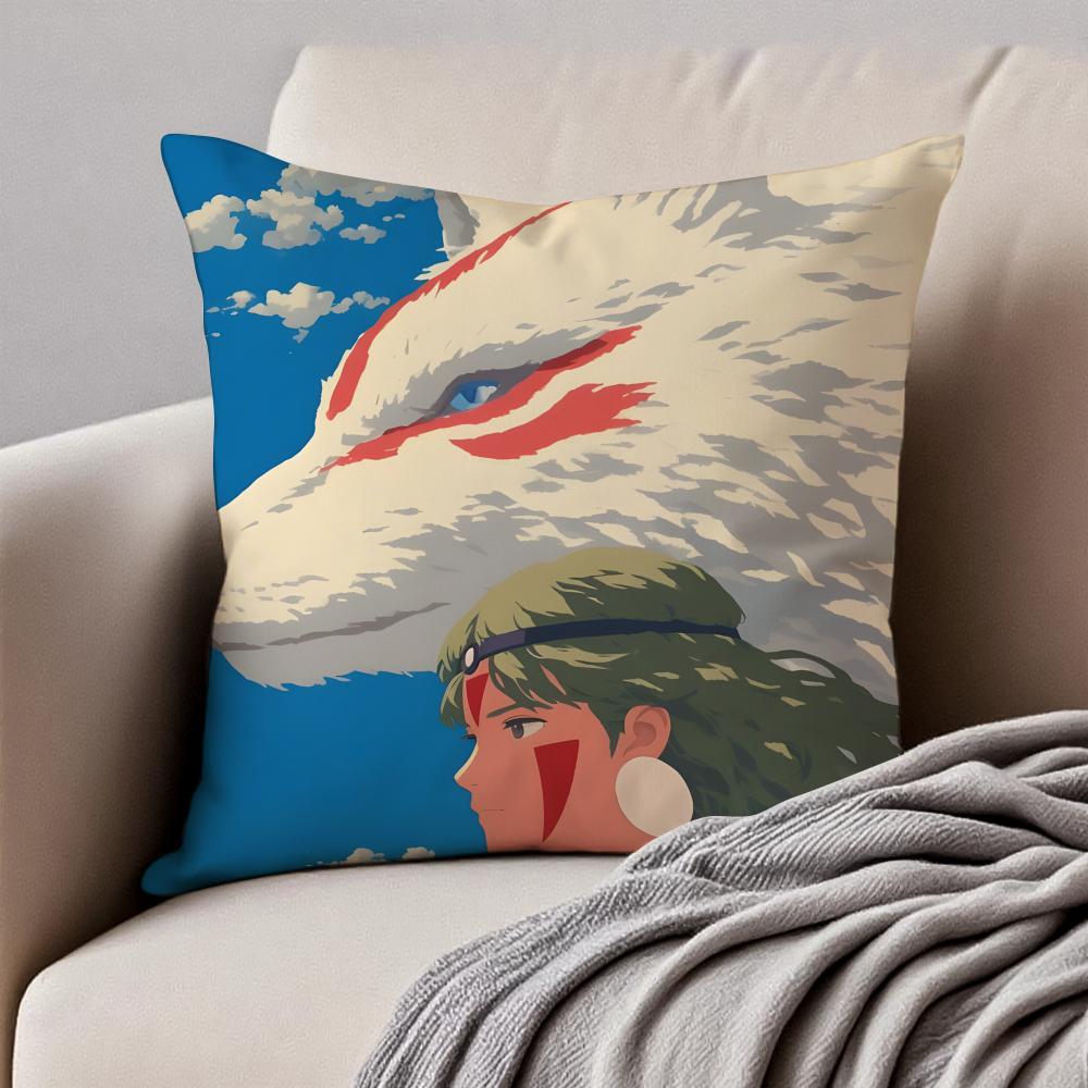 Fantasy Japanischer Anime Prinzessin Mononoke Kissenbezug Staubmilbenresistent Unsichtbarer Reißverschluss Kurzer Plüsch Sofakissen