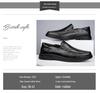 Men's 2025 New Genuine Leather Slip-On Casual Black Shoes - Breathable and Business-Ready