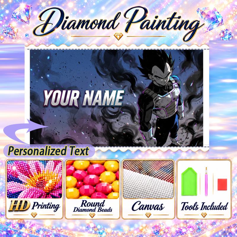Personalized Dragon Ball Vegeta Diamond Art Custom Name 5D Diamond Painting Full Drill DIY Craft
